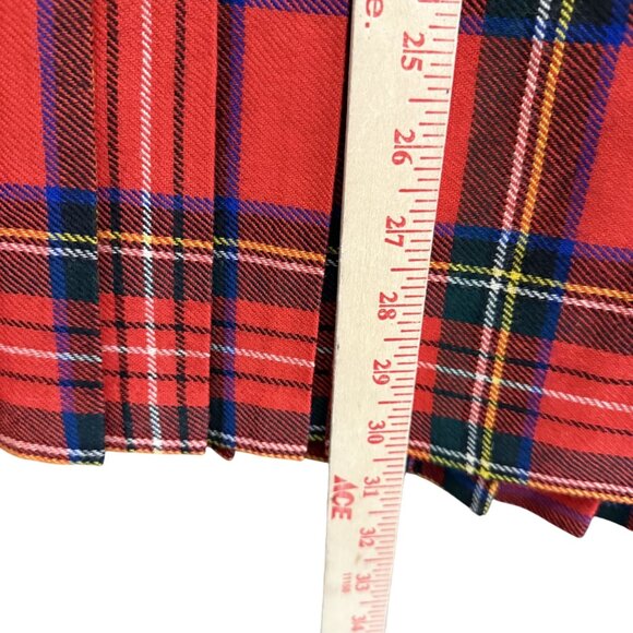 Vintage 70s Edinburgh Woolen Mill Kilt Wrap Skirt Women's Red Multi Plaid Belted - Picture 4 of 10
